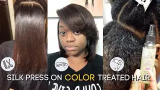 SILK PRESS On Natural COLOR Treated Hair | Cutting Off Them Inches!!!