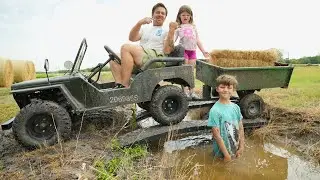 Saving Hay from Mud and Water | Tractors for kids