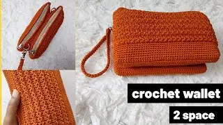 Two-chamber crochet wallet ||  crochet wallet 2 spaces ||  star stitch motif