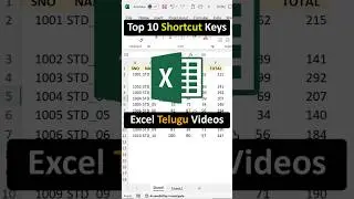Excel Top 10 Shortcut Keys In 1 Minute (Telugu) #excel