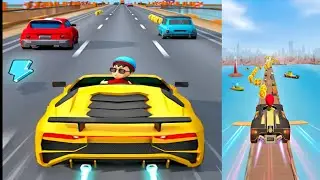 Toy car chasing the naughty child