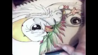 Tattoo style bird Speed Drawing Part 2 -  Colouring