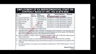vacancy in Military Station Dharamsala