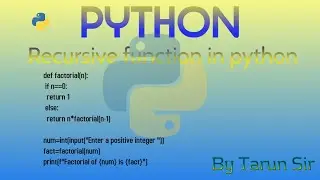 recursive function in Python in Hindi | recursive function to calculate factorial in Python