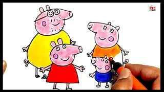 How To Draw Peppa Pig Family Drawing Step By Step Tutorial | Peppa Pig Drawing | Red Chiku Drawing