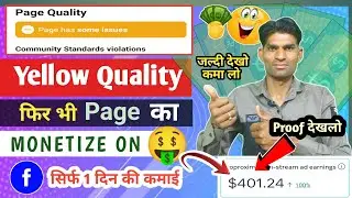 Earning Proof 👈 Facebook Page Quality Yellow फिर भी Page Monetization On🥰करो || FB Yellow To Green
