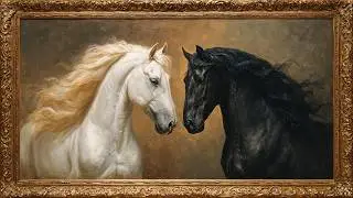 Old Money Aesthetic TV Art | Royal Horse Oil Painting in 4K Gold Frame Screensaver