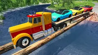 Cars vs Log Bridge #3 - BeamNG.Drive - Beamng Cars
