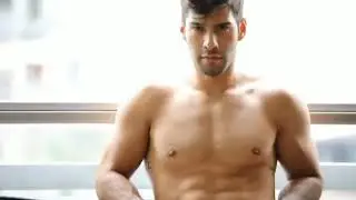 Latin male model underwear photoshoot