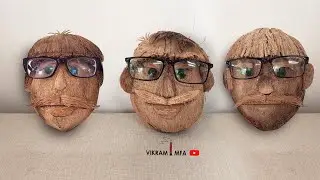 How to make a human face from coconut handicrafts | home decore