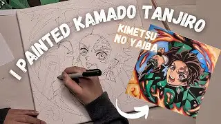 Demon Slayer Painting (Tanjiro Kamado) How to paint Anime Characters with Acrylic paint Tutorial
