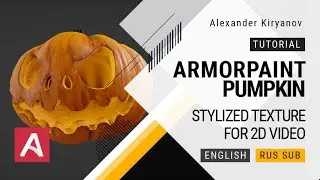 ArmorPaint. Pumpkin. Stylized texture for 2D video postcard.