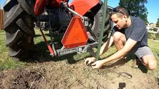 Pulling T-Posts with a Tractor #masseyferguson