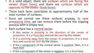 Hidden surfaces and Back face detection