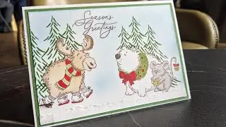 Cute Christmas Scene with the Christmas Friends stamps