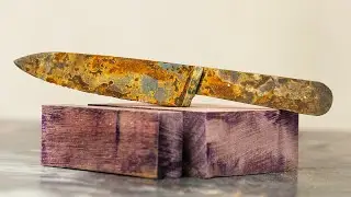 Rusty Knife Restoration With Amazing Purpleheart wood 💜