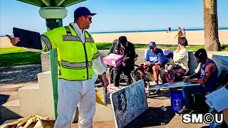 𝗣𝗔𝗚𝗢𝗗𝗔 𝗦𝗪𝗘𝗘𝗣: Park Rangers and Public Works Clear Homeless Encampment During Venice Beach Cleanup