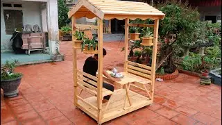 Extremely Interesting & Delicate Wood Processing Pallets Design Ideas // Covered Picnic Table Plan