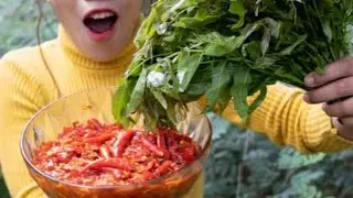 ASMR MUKBANG EATING NEEM LEAVES WITH SALT AND CHILI SAUCE