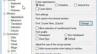 Putty default settings
