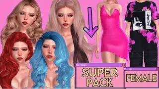 PACK de ROUPAS ,CABELOS FEMININOS - The Sims 4 