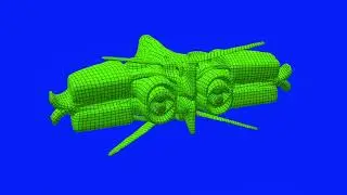 spaceship with wireframe rotating
