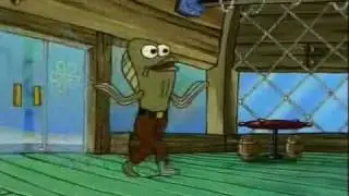 Fred the Fish gets the Blue screen of death upon entering the Krusty krab.