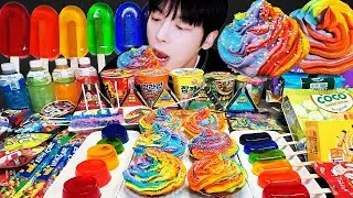 ASMR MUKBANG | GALAXY HONEY JELLY CANDY RECIPE Desserts (Rainbow Food, Noodles Jelly, Ice cream)