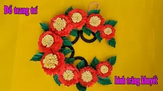 Đồ trang trí hình trăng khuyết để treo tường - Trang trí tấm bìa hình trắng khuyết bằng hoa giấy màu