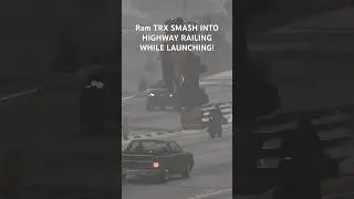 Ram TRX FLIP AFTER SMASHING INTO HIGHWAY RAILING!!!