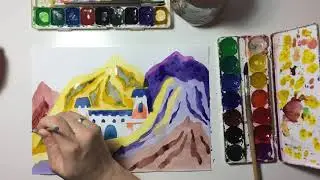 #50. Рисуем пейзаж акварелью с детьми 6 - 8 лет