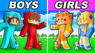 BOY YouTubers vs GIRL YouTubers STATUE House Battle In Minecraft!