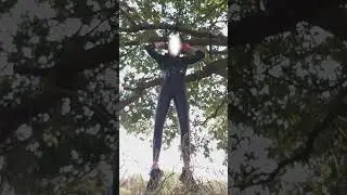 Femboy Hanging Wedgie totally Stuck in Latex Catsuit & Latex Corset