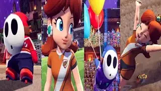 Mario Strikers Battle League Daisy & Shy Guy Goal,Trophy and Lose Animations