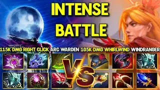 INTENSE BATTLE | 115K GLOBAL RIGHT CLICK ARC WARDEN VS. 105K DMG WHIRLWIND WINDRANGER | 7.37c DotA 2