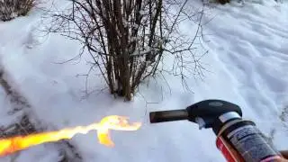 Огнемет времен Второй мировой из цангового баллона, горелки и морозной погоды