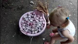 Эвелинка у прабабушки и дедушки в гостях.