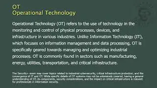 OT - Operational Technology