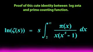 A cute Identity between natural log  Zeta function and Prime counting function.