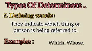 English Grammar | Types Of Determiners 