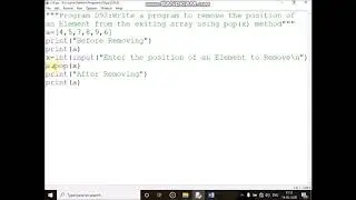 Write a program to remove the position of an Element from the exiting array using pop(x) method