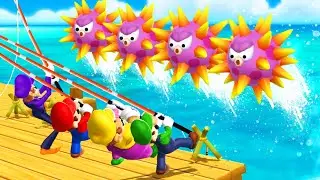 Mario Party 9 - All Funny Minigames - Mario vs Luigi vs Waluigi vs Wario