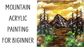Mountain acrylic painting | Easy acrylic painting for beginners step by step #28