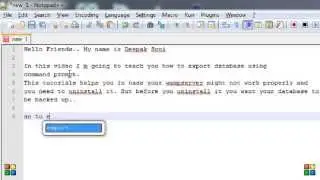 Export database using command prompt