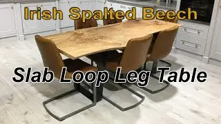 Spalted Beech Slab Resin Steel Loop Leg Table 30 seconds