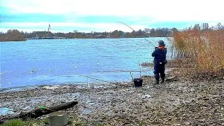 Night fishing for BREAM on the river. Large fish are caught only at night. Fishing with a feeder....