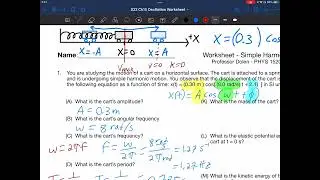 Simple Harmonic Motion Worksheet