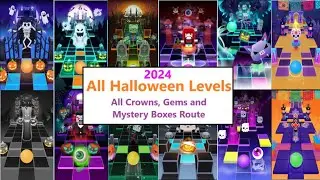 Rolling Sky - All Halloween Levels ( 12 Levels ) | All gems, crowns and mystery boxes routes