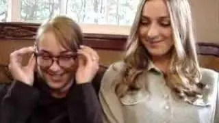 Three pretty girls talking in korean
