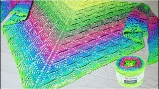 Crochet shawl - PimPim - from YarnArt Flowers Vivid yarn (Designer Carolina Karlsson).